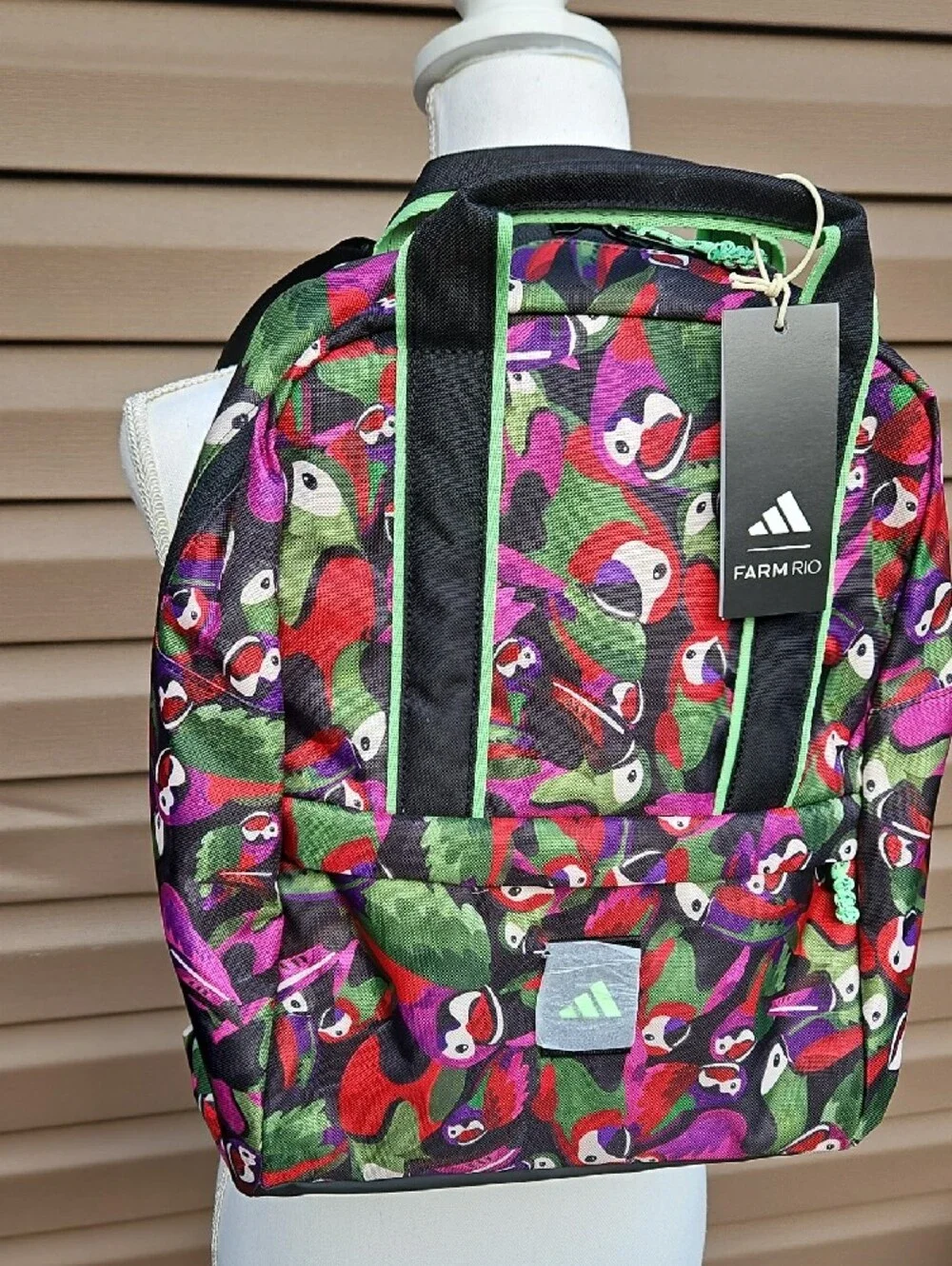 FARM Rio And ADIDAS Multicolor Parrot-Print Backpack with Green Trim